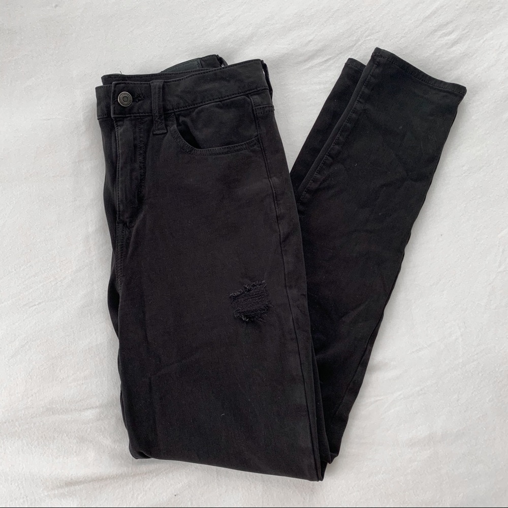 American Eagle high rise black ripped jeggings